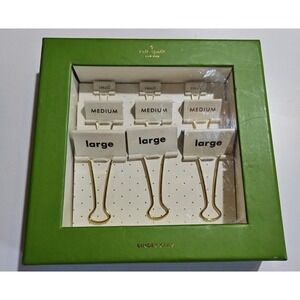 NEW Kate Spade *NIB* Binder Clips Set of 9 "Small"  "Medium" & "Large" EXCELLENT